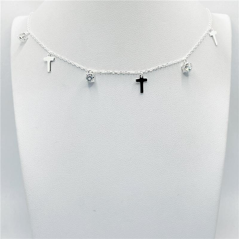 CHOCKER LISO LAP CRUZ E PONTOS DE LUZ 35+5CM