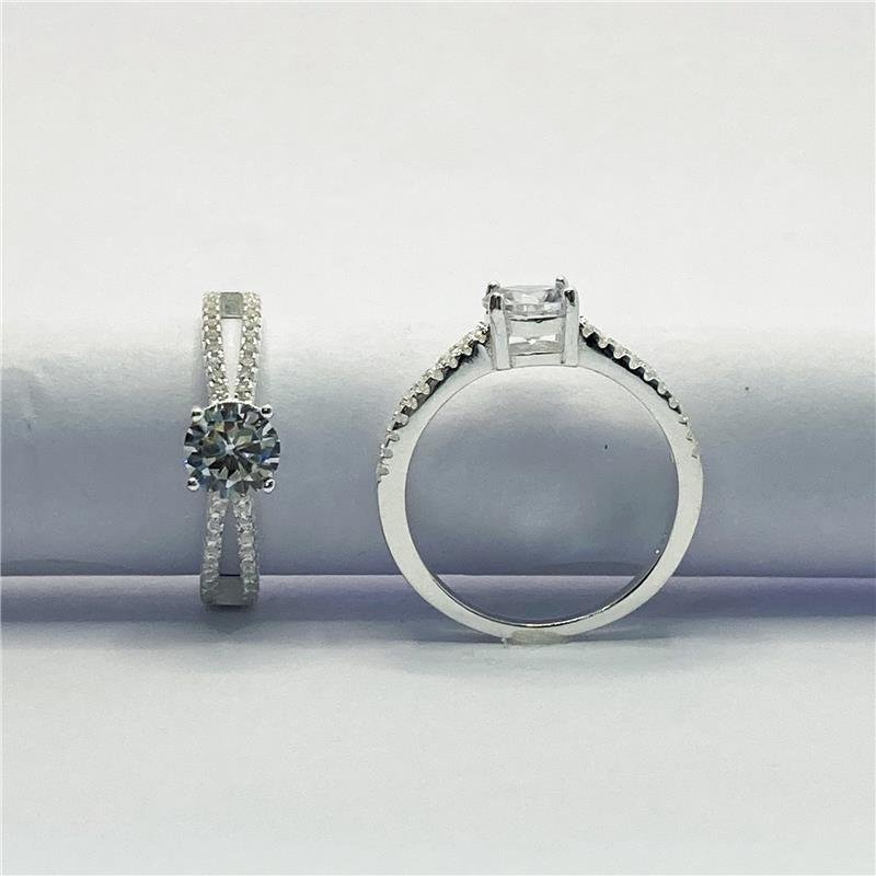 ANEL LISO LAP SOLITÁRIO 6MM 4 GARRAS DOIS AROS LATERAIS