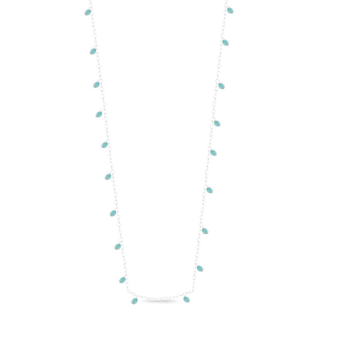 COLAR LISO LAP 19 PEDRAS REDONDAS 4MM 40+5CM