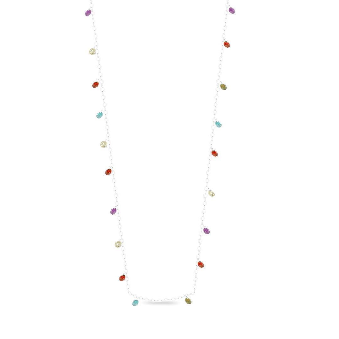 COLAR LISO LAP 19 PEDRAS REDONDAS 5MM 40+5CM