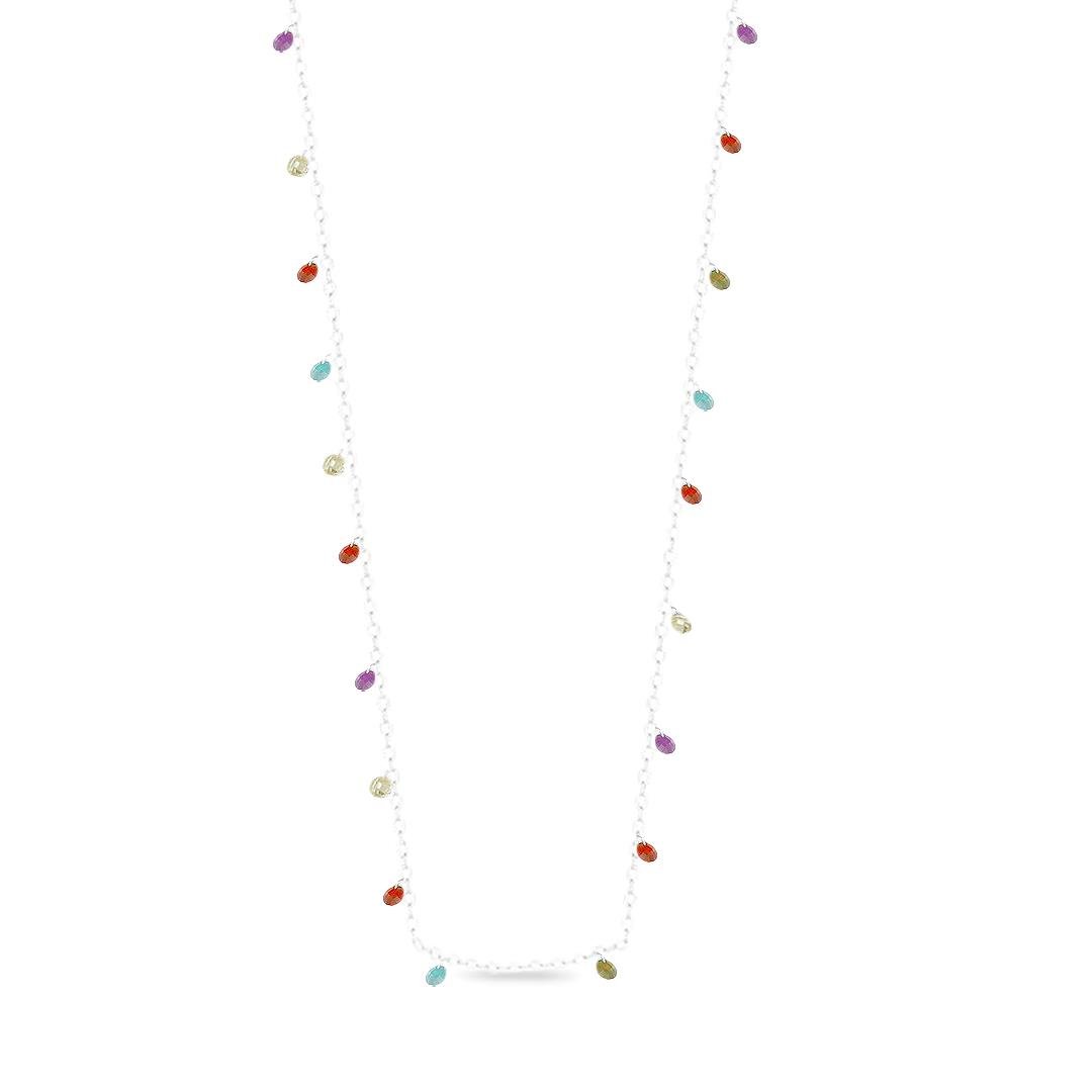 COLAR LISO LAP 19 PEDRAS REDONDAS 5MM 40+5CM