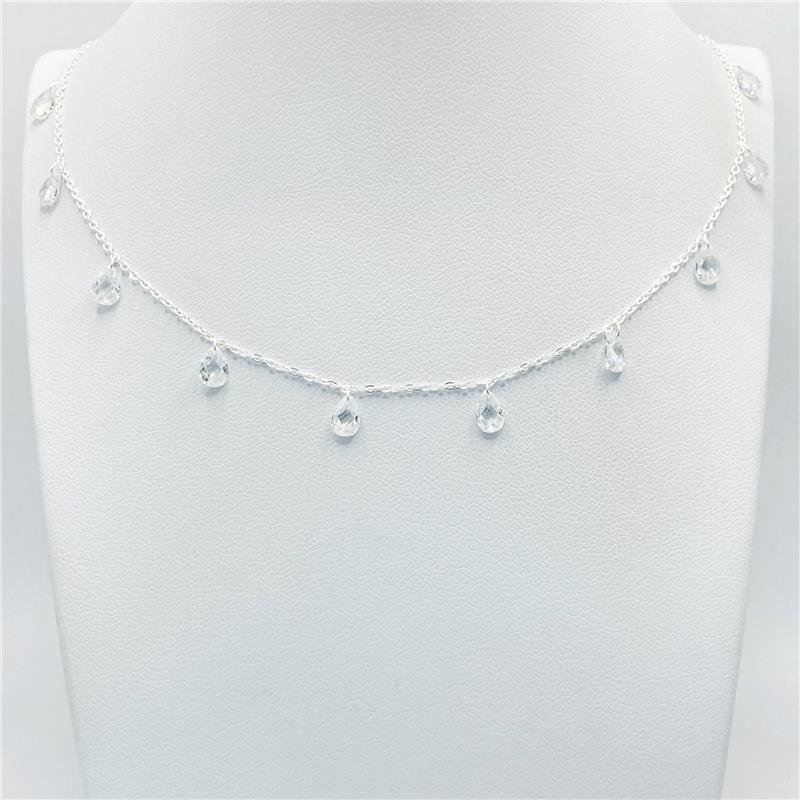 COLAR LISO LAP 12 PEDRAS GOTAS 4X6MM 40+5CM