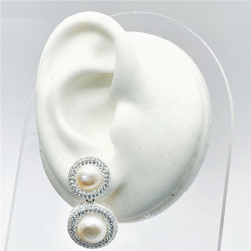 BR LISO LAP DOIS CÍRCULOS PENDURADOS COM PÉROLA 2,9CM
