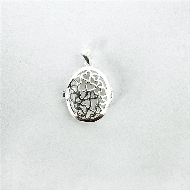 PING LISO RELICÁRIO OVAL COM CORAÇÕES VAZADOS 2,1 CM