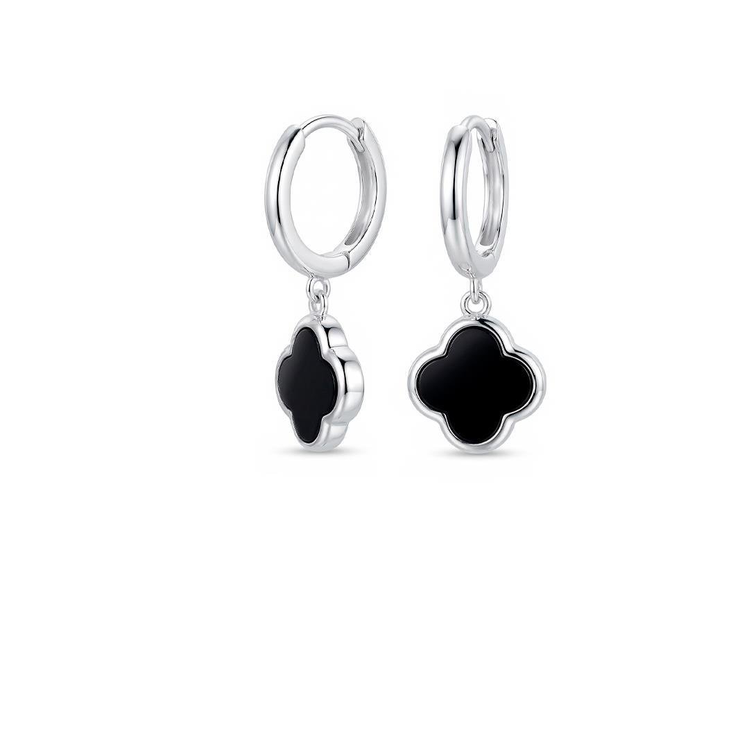 ARG LISA LAP 1,4MM X 1,1CM COM TREVO ONIX PENDURADO 9MM