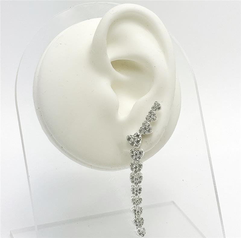 BR LISO EAR CUFF 4 CORAÇÕES COM 8 CORAÇÕES PENDURADOS 4,3CM