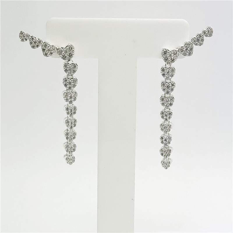 BR LISO EAR CUFF 4 CORAÇÕES COM 8 CORAÇÕES PENDURADOS 4,3CM