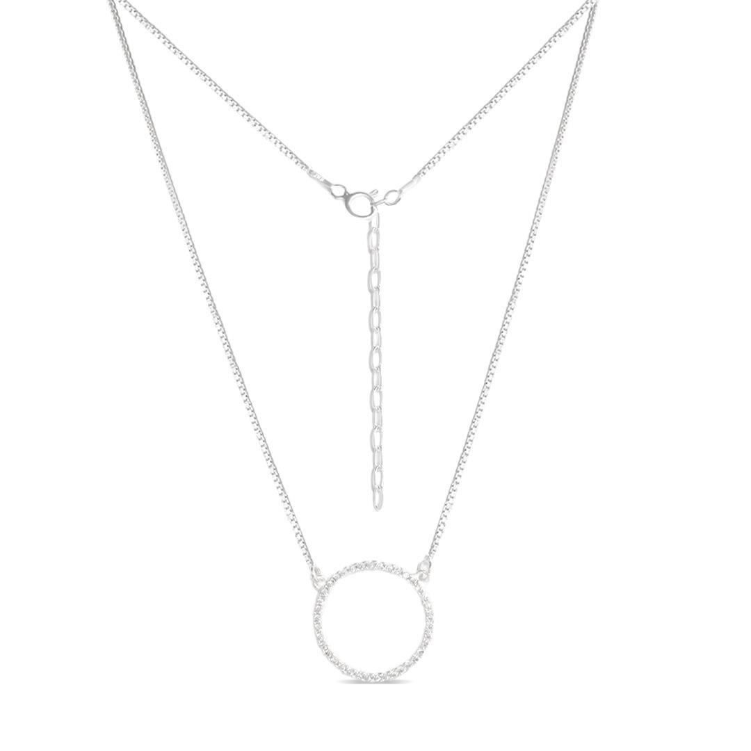 COLAR LISO LAP CIRCULO VAZADO CRAVEJADO 2CM 40+5CM