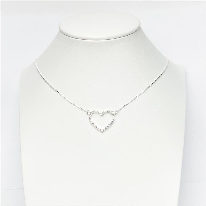 COLAR LISO LAP CORAÇÃO VAZADO CRAVEJADO 1,5CM 40+5CM