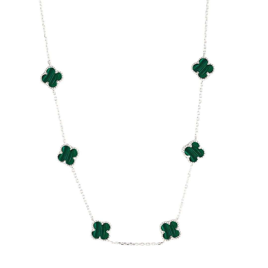 COLAR LISO LAP 6 TREVOS MALAQUITA 1,1CM 40+5CM