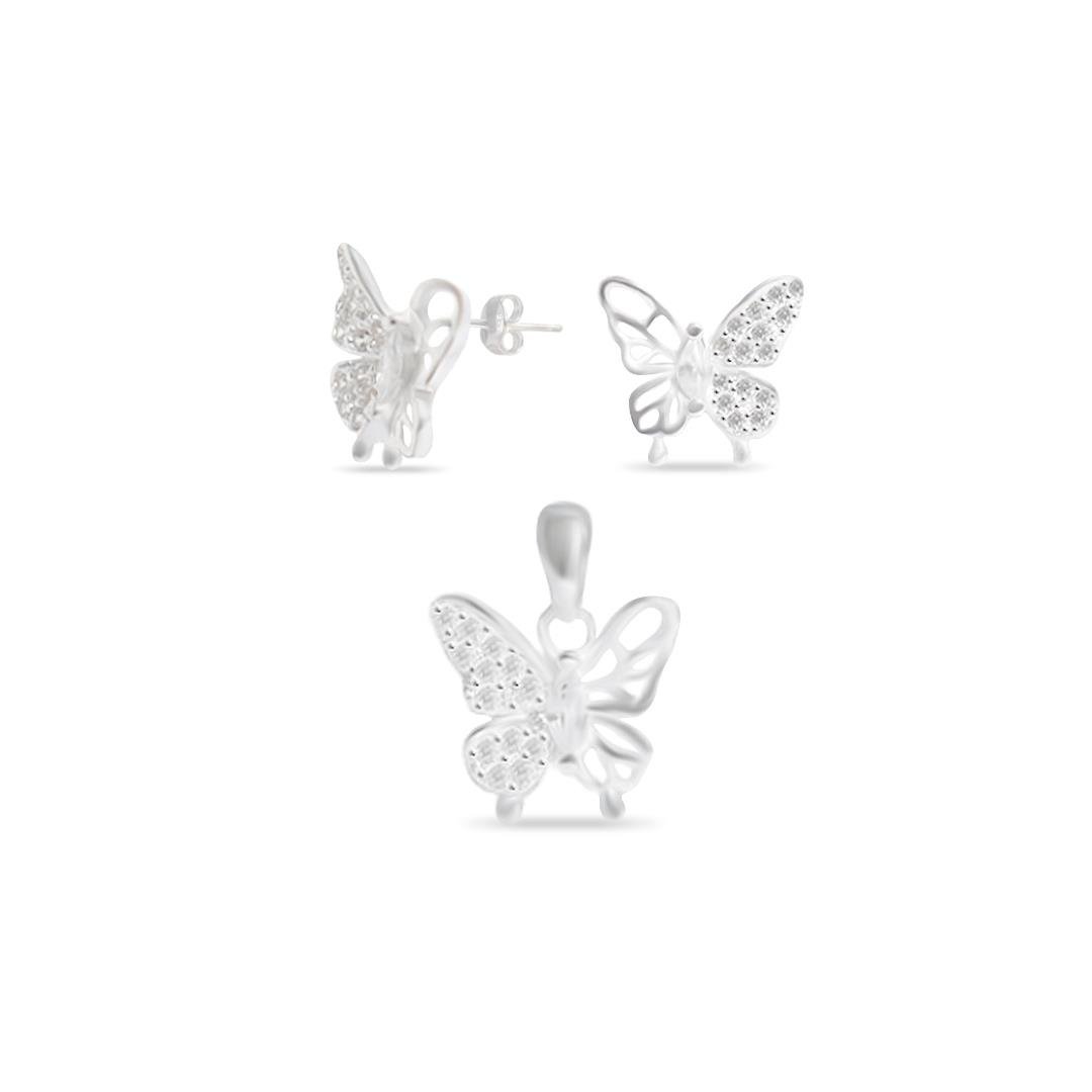 CONJ LISO LAP BORBOLETA METADE CRAVEJADA