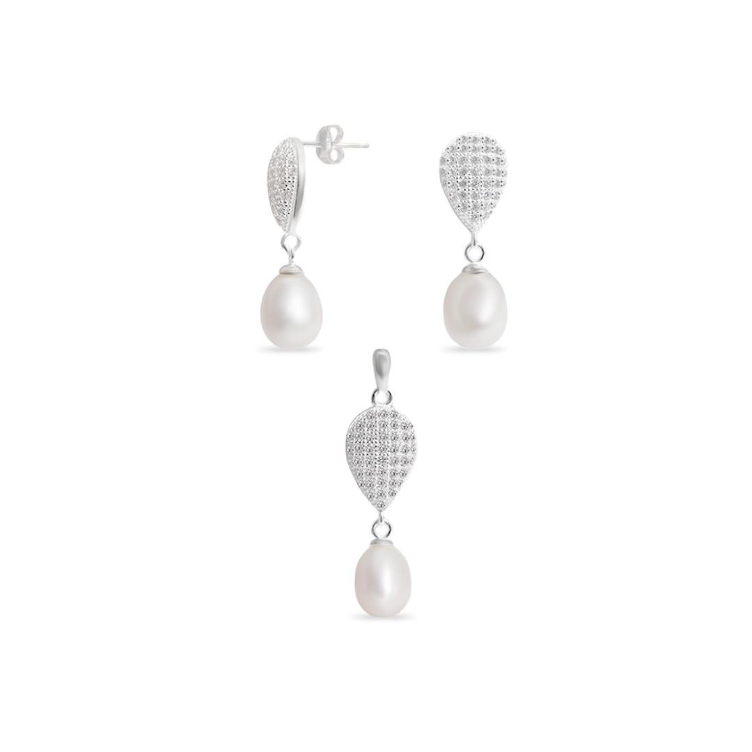 CONJ LISO LAP GOTA COM PÉROLA PENDURADA