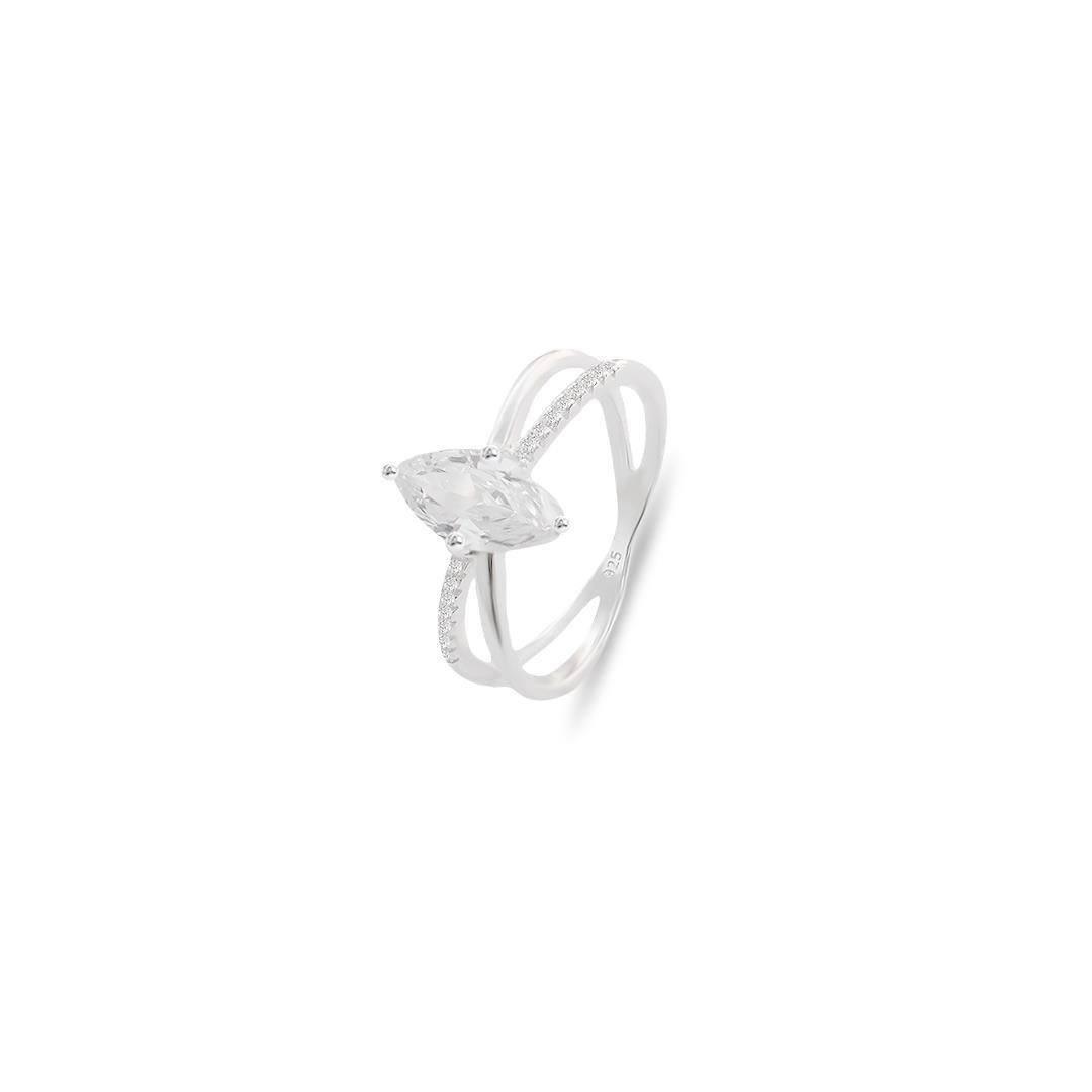 ANEL LISO LAP 2 AROS COM PEDRA LOSANGULAR 1,3CM