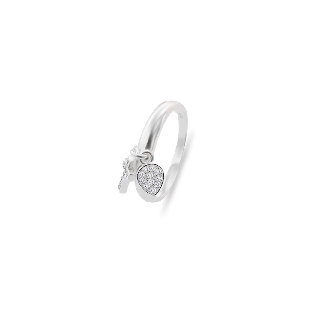 ANEL LISO LAP COM GOTA E CRUZ PENDURALADOS 3,5MM