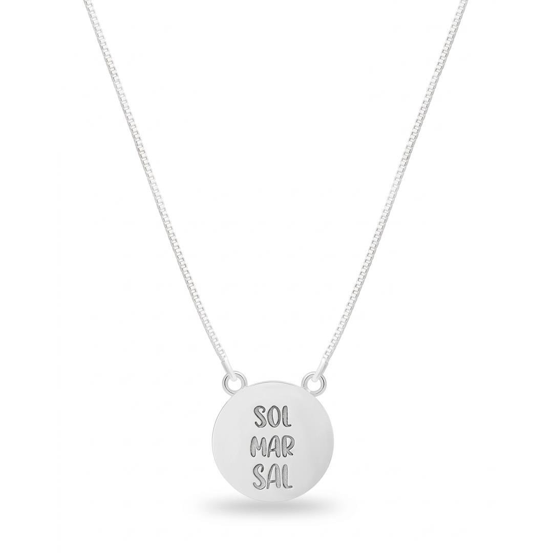 COLAR LISO MEDALHA SOL MAR SAL 9MM X 40+5CM