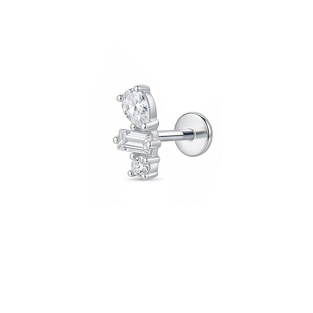 PIERCING LISO LAP PONTO DE LUZ REDONDO, RETANGULAR E GOTA 9MM 