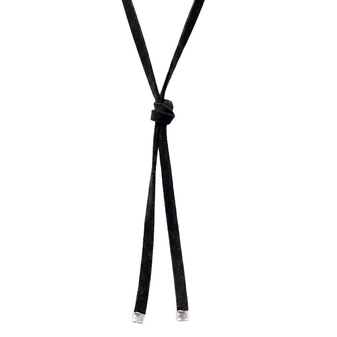 CORDÃO DE COURO COM PONTEIRA DE PRATA 40CM X 4MM