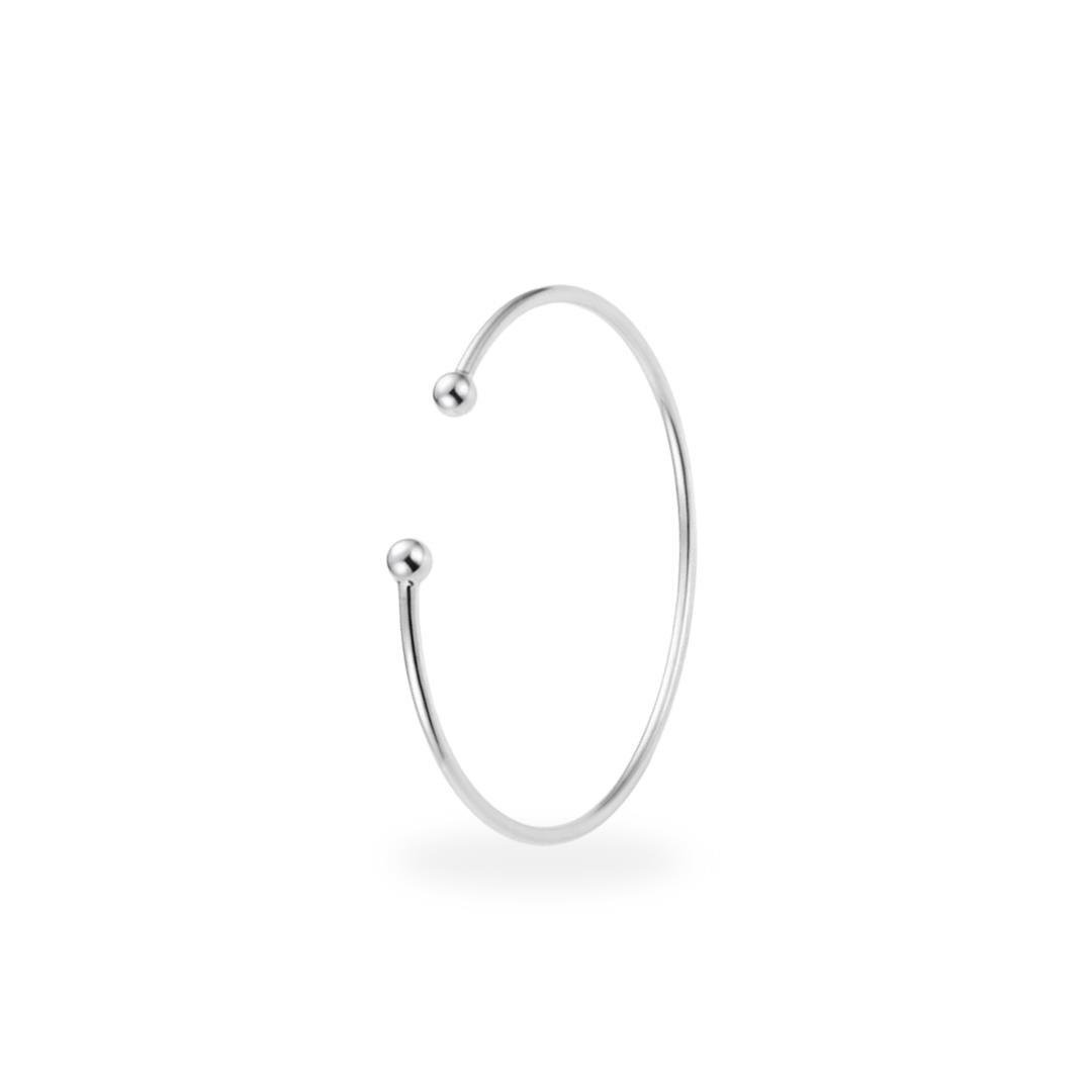 BRACELETE LISO ARO REDONDO ABERTO DUAS BOLAS 1,5MM